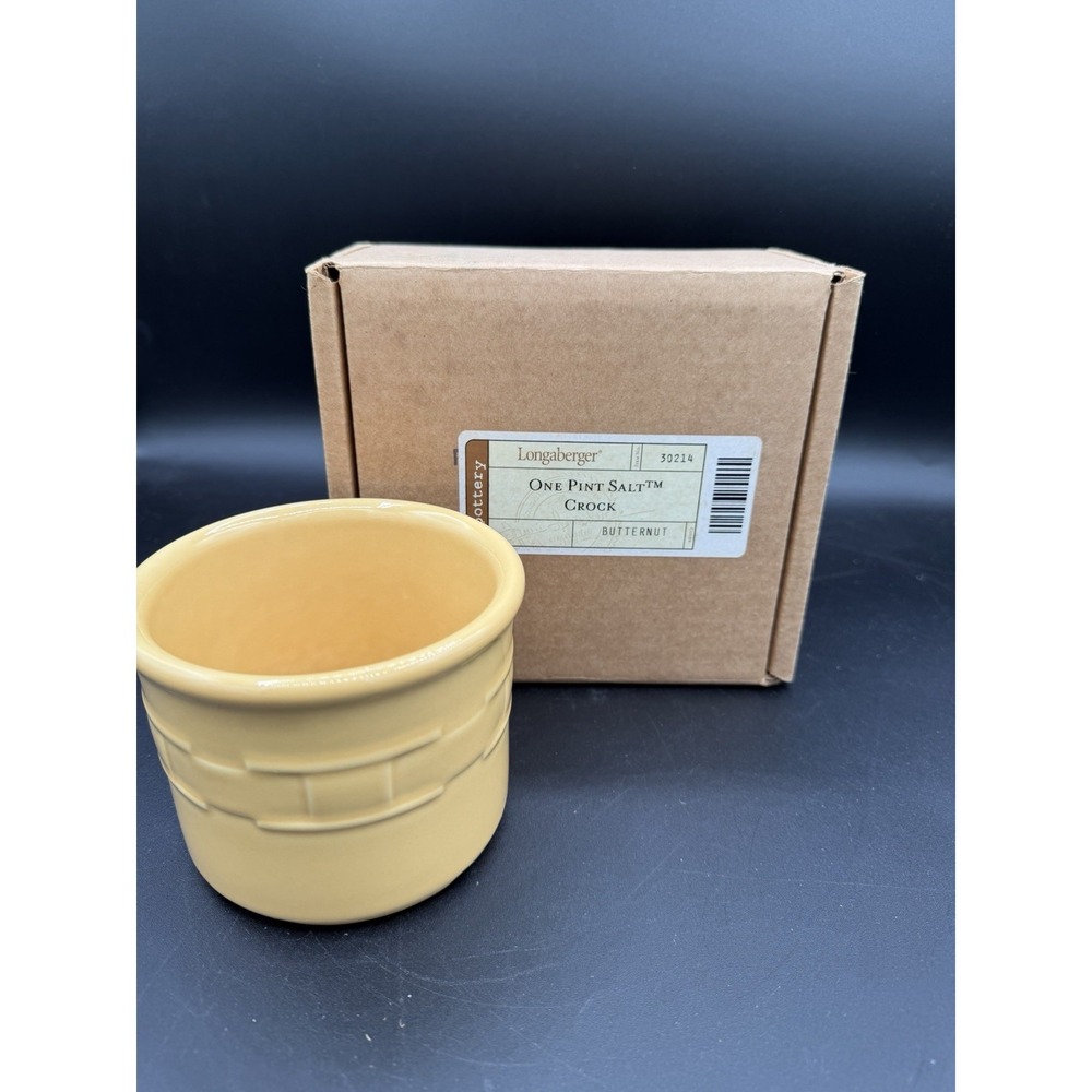 Longaberger Pottery 1 Pint Salt‎ Crock 🧂🍯 Butternut – NIB New in Box